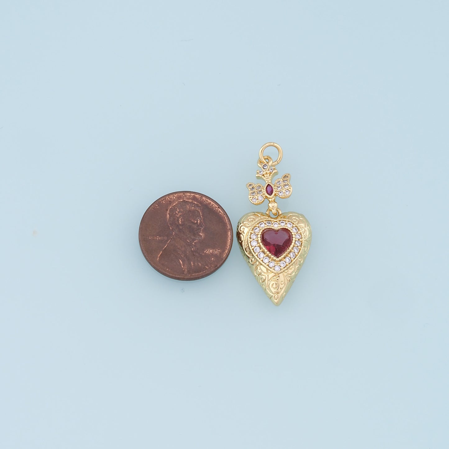 Gold Heart Charms,18K Gold Filled Heart Pendant,Cross Charm Bracelet Necklace for DIY Jewelry Making Supply