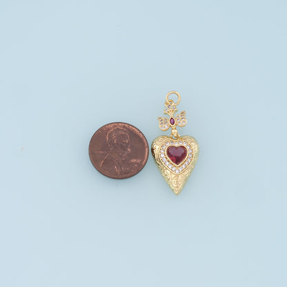 Gold Heart Charms,18K Gold Filled Heart Pendant,Cross Charm Bracelet Necklace for DIY Jewelry Making Supply
