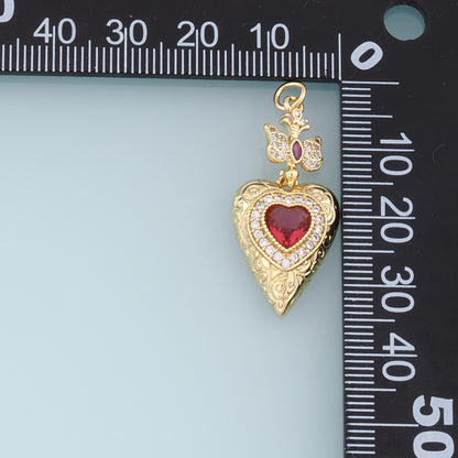 Gold Heart Charms,18K Gold Filled Heart Pendant,Cross Charm Bracelet Necklace for DIY Jewelry Making Supply