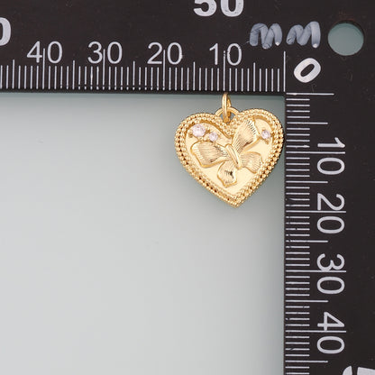 Gold Heart Charms,18K Gold Filled Butterfly Pendant,CZ Micro Pave Butterfly Charm Bracelet Necklace for DIY Jewelry Making Supply