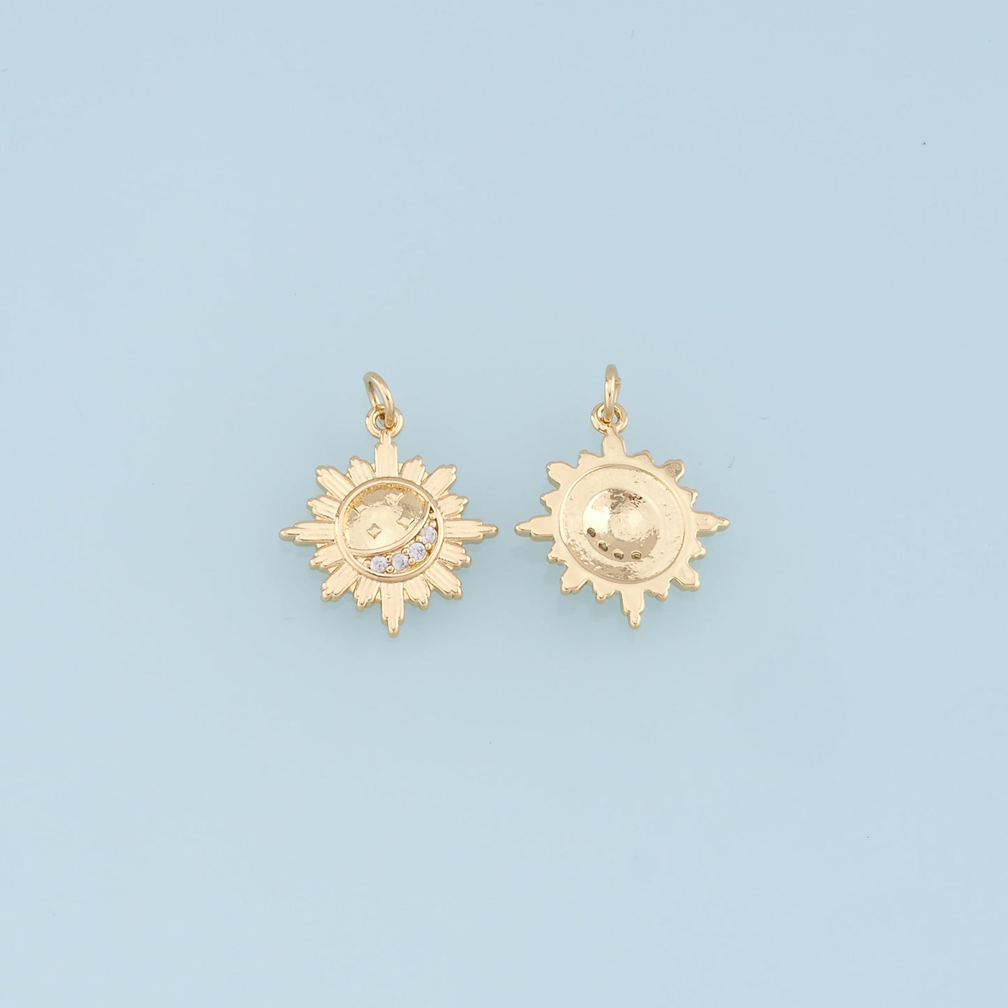Gold Sun Charms,18K Gold Filled Star  Pendant,Celestial Charm Bracelet Necklace for DIY Jewelry Making Supply