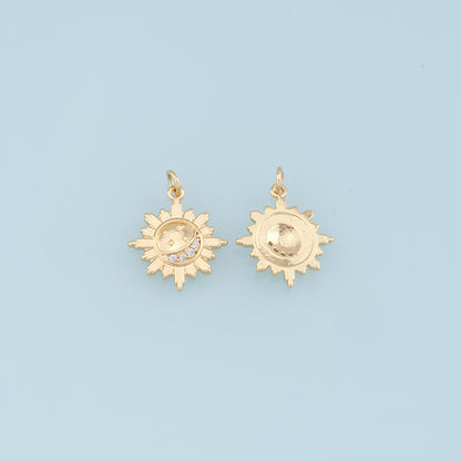 Gold Sun Charms,18K Gold Filled Star  Pendant,Celestial Charm Bracelet Necklace for DIY Jewelry Making Supply