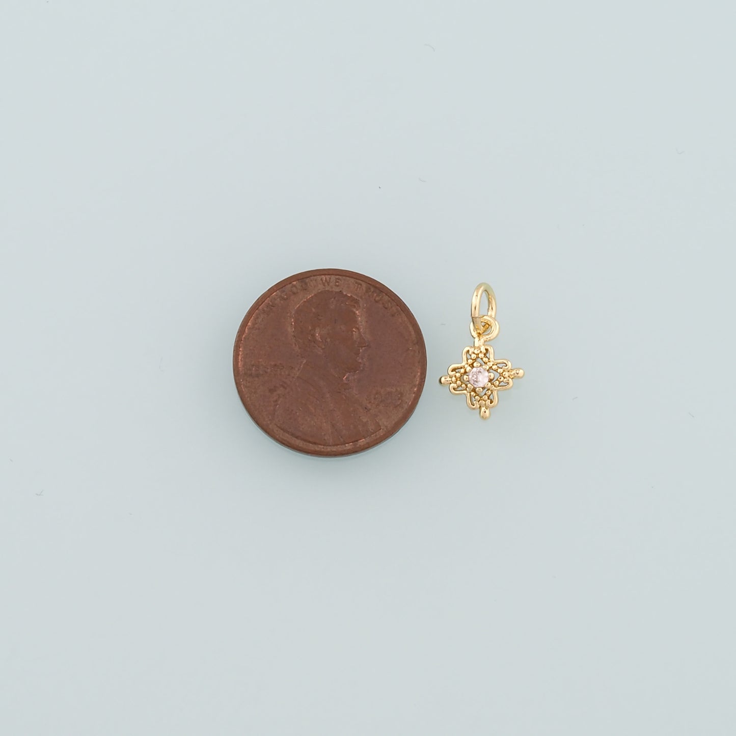 18K Gold Filled Flower Pendant,CZ Micro Pave Flower Charm Bracelet Necklace for DIY Jewelry Making Supply