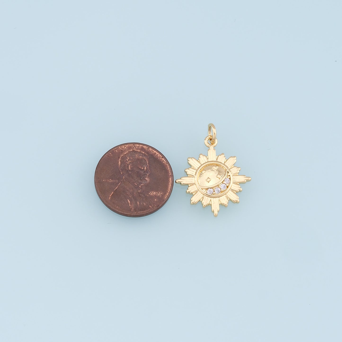 Gold Sun Charms,18K Gold Filled Star  Pendant,Celestial Charm Bracelet Necklace for DIY Jewelry Making Supply
