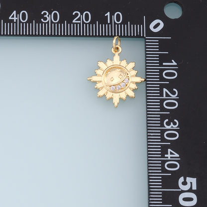 Gold Sun Charms,18K Gold Filled Star  Pendant,Celestial Charm Bracelet Necklace for DIY Jewelry Making Supply