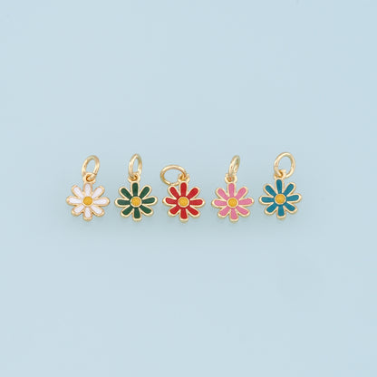 Gold Daisy Charms,18K Gold Filled Daisy Pendant,Daisy Charm Bracelet Necklace for DIY Jewelry Making Supply