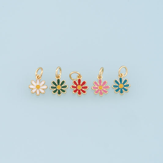 Gold Daisy Charms,18K Gold Filled Daisy Pendant,Daisy Charm Bracelet Necklace for DIY Jewelry Making Supply