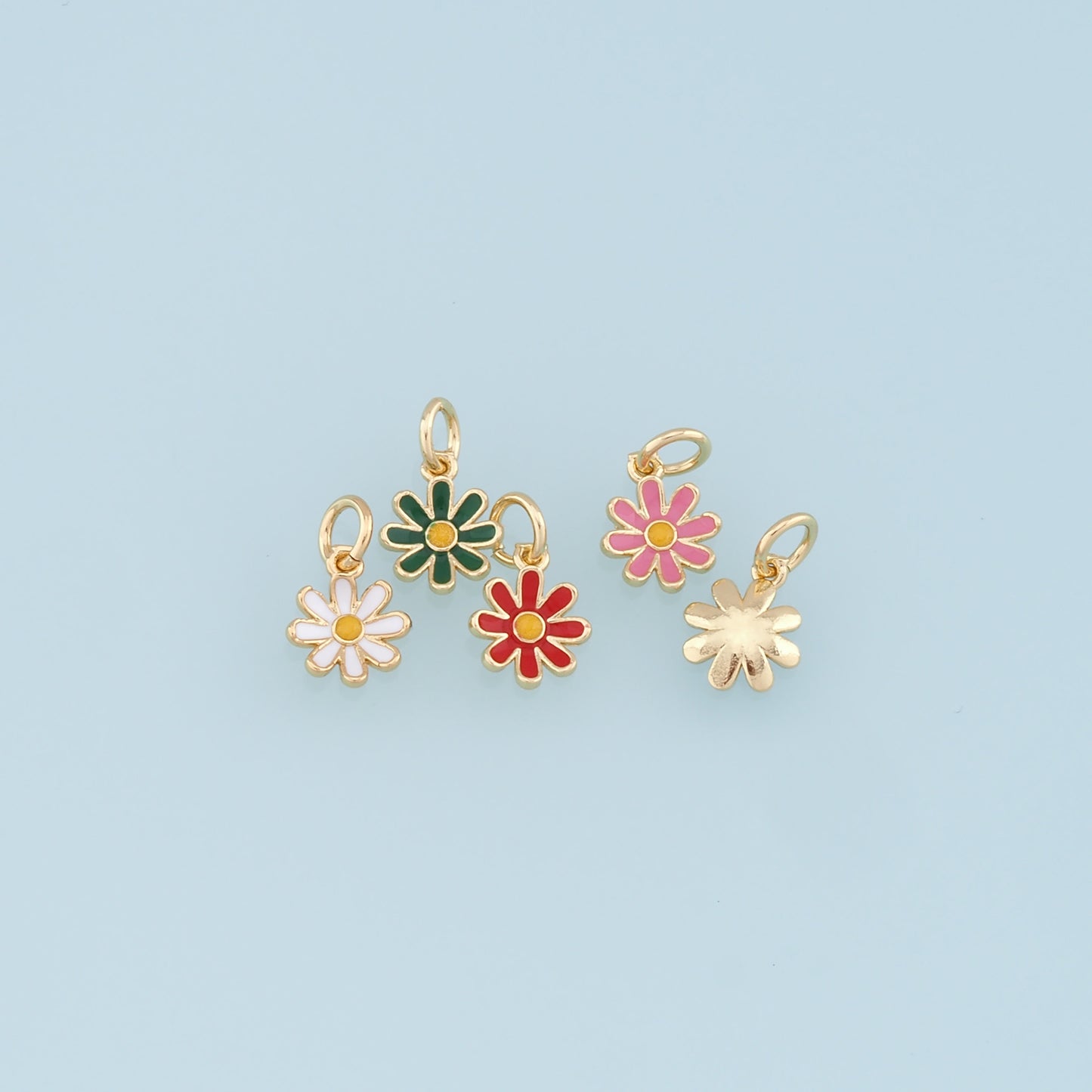 Gold Daisy Charms,18K Gold Filled Daisy Pendant,Daisy Charm Bracelet Necklace for DIY Jewelry Making Supply