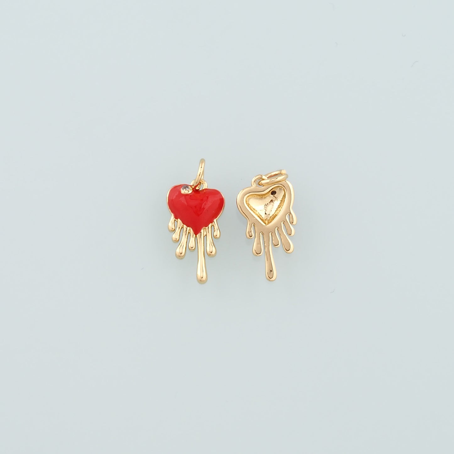 Gold Heart Charms,18K Gold Filled Heart Pendant,Enamel Melting Heart Charm Bracelet Necklace for DIY Jewelry Making Supply