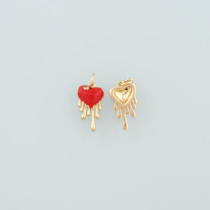 Gold Heart Charms,18K Gold Filled Heart Pendant,Enamel Melting Heart Charm Bracelet Necklace for DIY Jewelry Making Supply