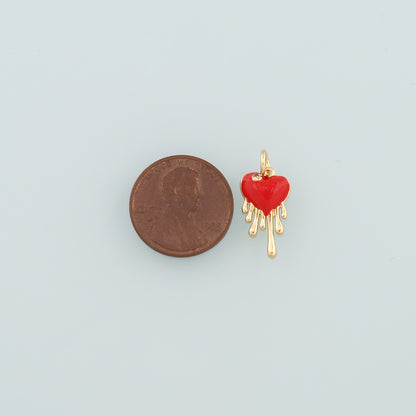Gold Heart Charms,18K Gold Filled Heart Pendant,Enamel Melting Heart Charm Bracelet Necklace for DIY Jewelry Making Supply
