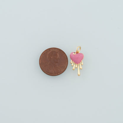 Gold Heart Charms,18K Gold Filled Heart Pendant,Enamel Melting Heart Charm Bracelet Necklace for DIY Jewelry Making Supply