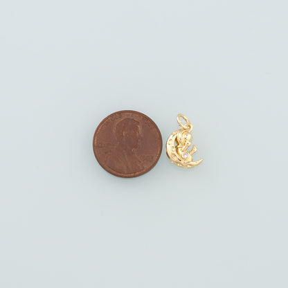 Gold Moon Charms,18K Gold Filled Astronaut Pendant,Dainty Astronaut Charm Bracelet Necklace for DIY Jewelry Making Supply