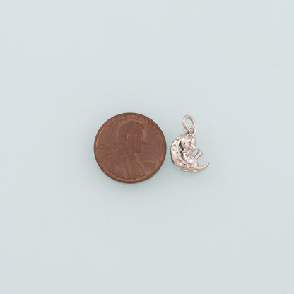 Gold Moon Charms,18K Gold Filled Astronaut Pendant,Dainty Astronaut Charm Bracelet Necklace for DIY Jewelry Making Supply