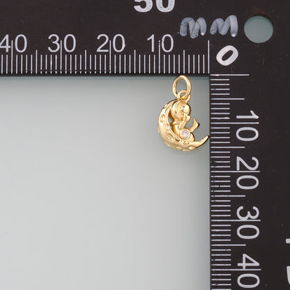 Gold Moon Charms,18K Gold Filled Astronaut Pendant,Dainty Astronaut Charm Bracelet Necklace for DIY Jewelry Making Supply