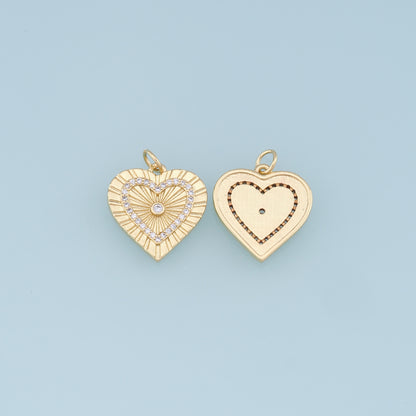 Gold Heart Charms,18K Gold Filled Heart Pendant,CZ Micro Pave Heart Charm Bracelet Necklace for DIY Jewelry Making Supply