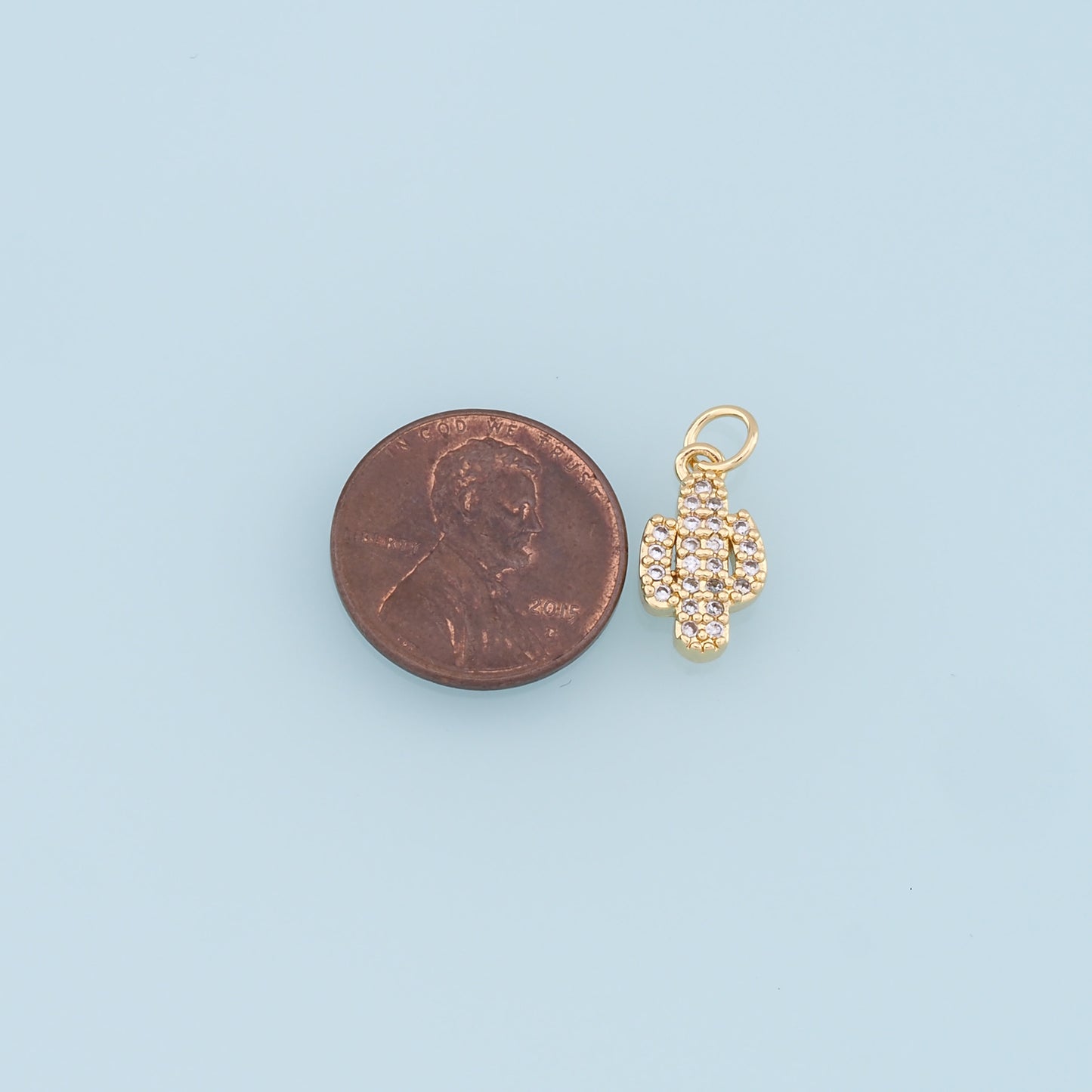 Gold Cactus Charms,18K Gold Filled CZ Micro Pave Cactus Pendant,Desert Charm Bracelet Necklace for DIY Jewelry Making Supply