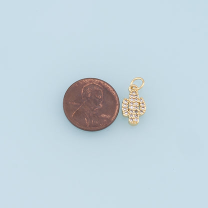 Gold Cactus Charms,18K Gold Filled CZ Micro Pave Cactus Pendant,Desert Charm Bracelet Necklace for DIY Jewelry Making Supply