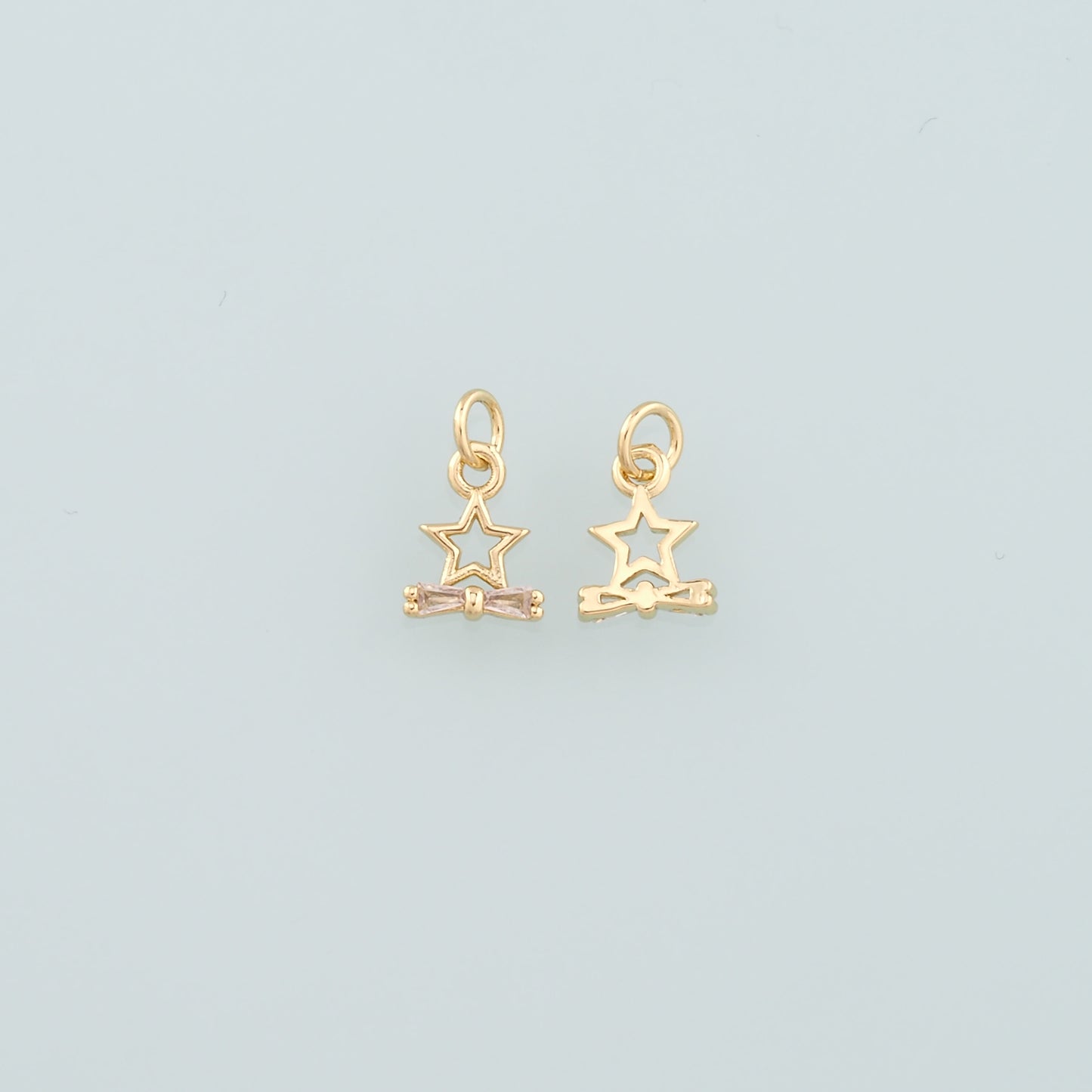 18K Gold Filled Star Bow Pendant,Dainty Celestial Charm Bracelet Necklace for DIY Jewelry Making Supply