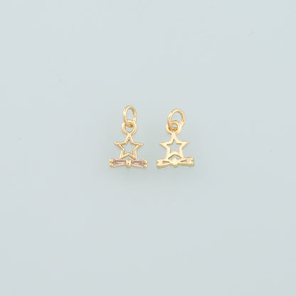18K Gold Filled Star Bow Pendant,Dainty Celestial Charm Bracelet Necklace for DIY Jewelry Making Supply
