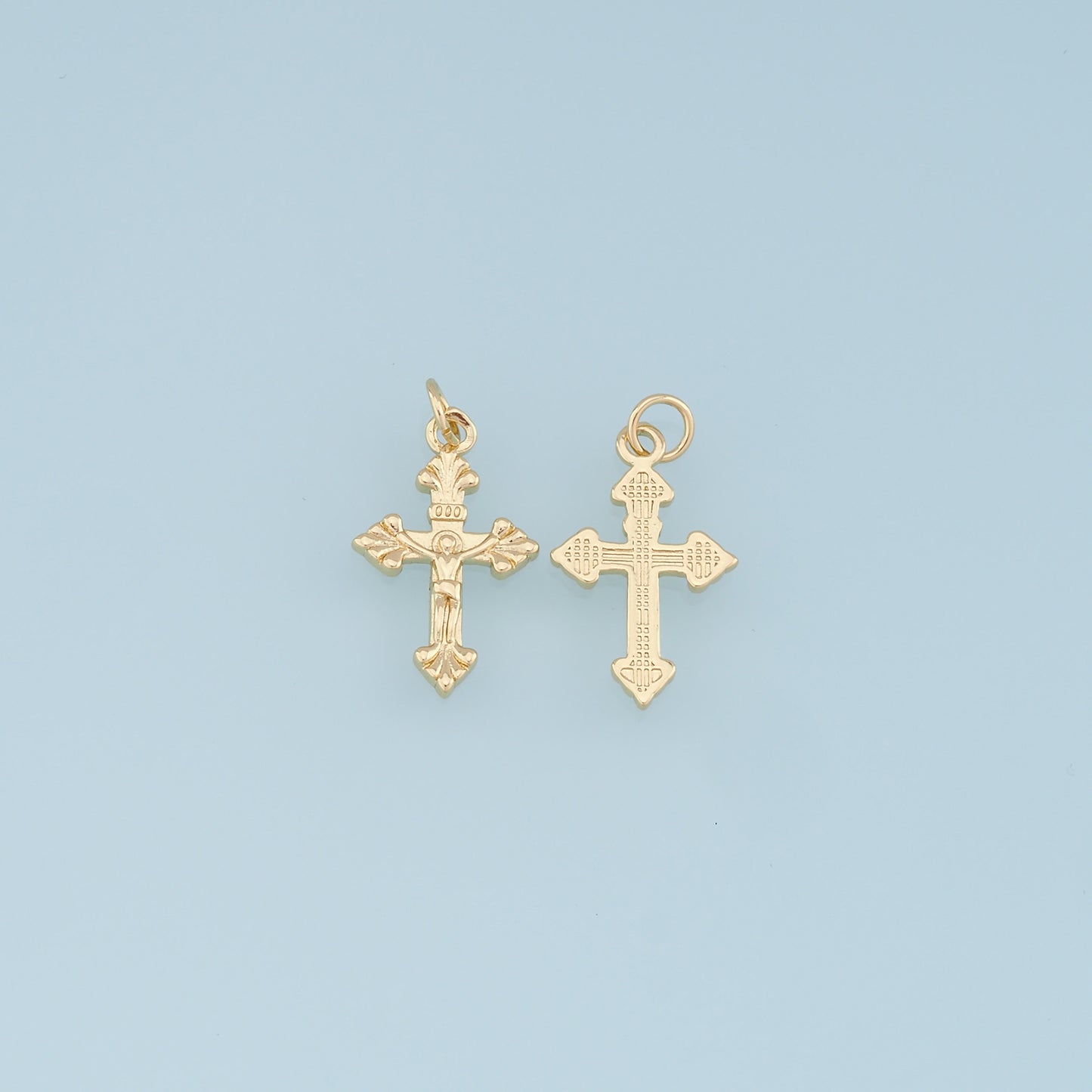 Gold Jesus Charms,18K Gold Filled Cross Pendant,Religious Protect Charm Bracelet Necklace for DIY Jewelry Making Supply