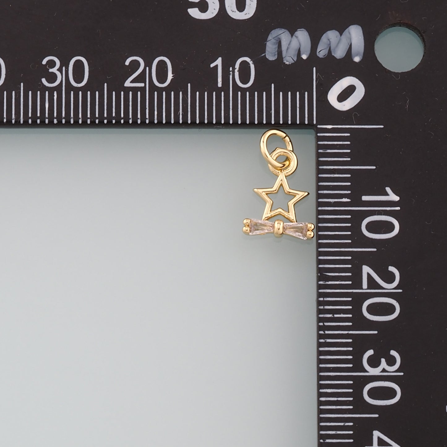 18K Gold Filled Star Bow Pendant,Dainty Celestial Charm Bracelet Necklace for DIY Jewelry Making Supply