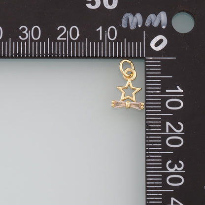18K Gold Filled Star Bow Pendant,Dainty Celestial Charm Bracelet Necklace for DIY Jewelry Making Supply