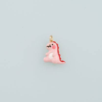 18K Gold Filled Dinosaur Pendant,Enamel Kawaii Charm Bracelet Necklace for DIY Jewelry Making Supply