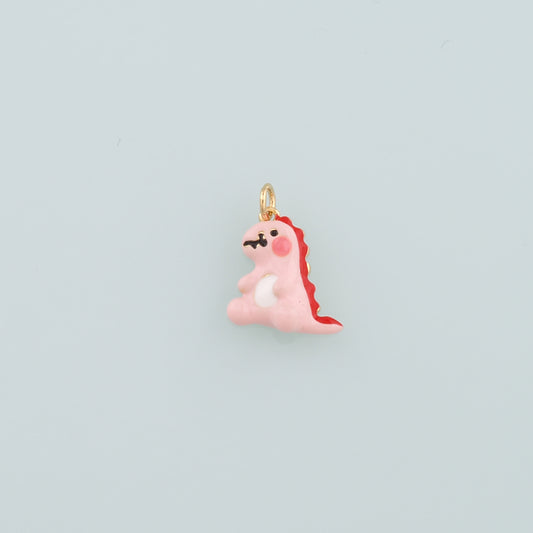 18K Gold Filled Dinosaur Pendant,Enamel Kawaii Charm Bracelet Necklace for DIY Jewelry Making Supply