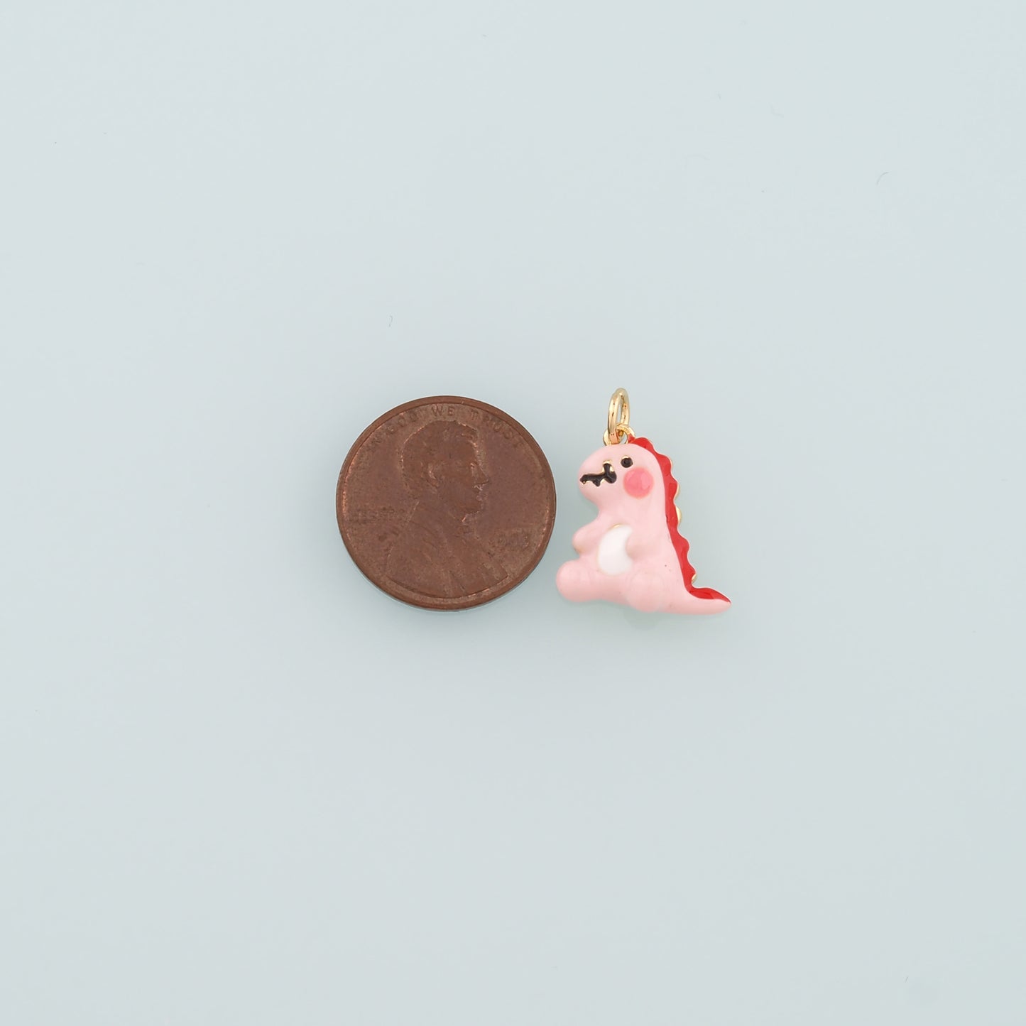 18K Gold Filled Dinosaur Pendant,Enamel Kawaii Charm Bracelet Necklace for DIY Jewelry Making Supply