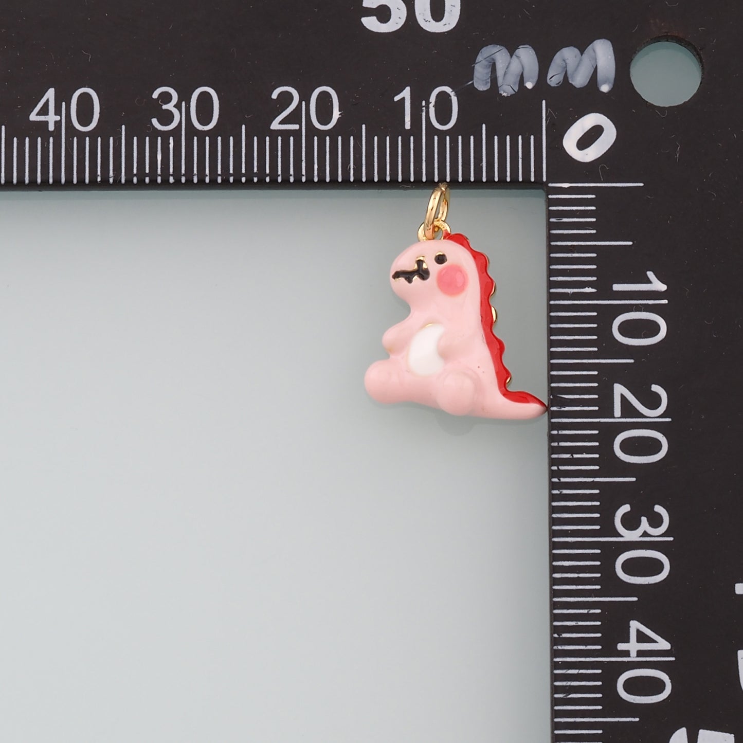 18K Gold Filled Dinosaur Pendant,Enamel Kawaii Charm Bracelet Necklace for DIY Jewelry Making Supply
