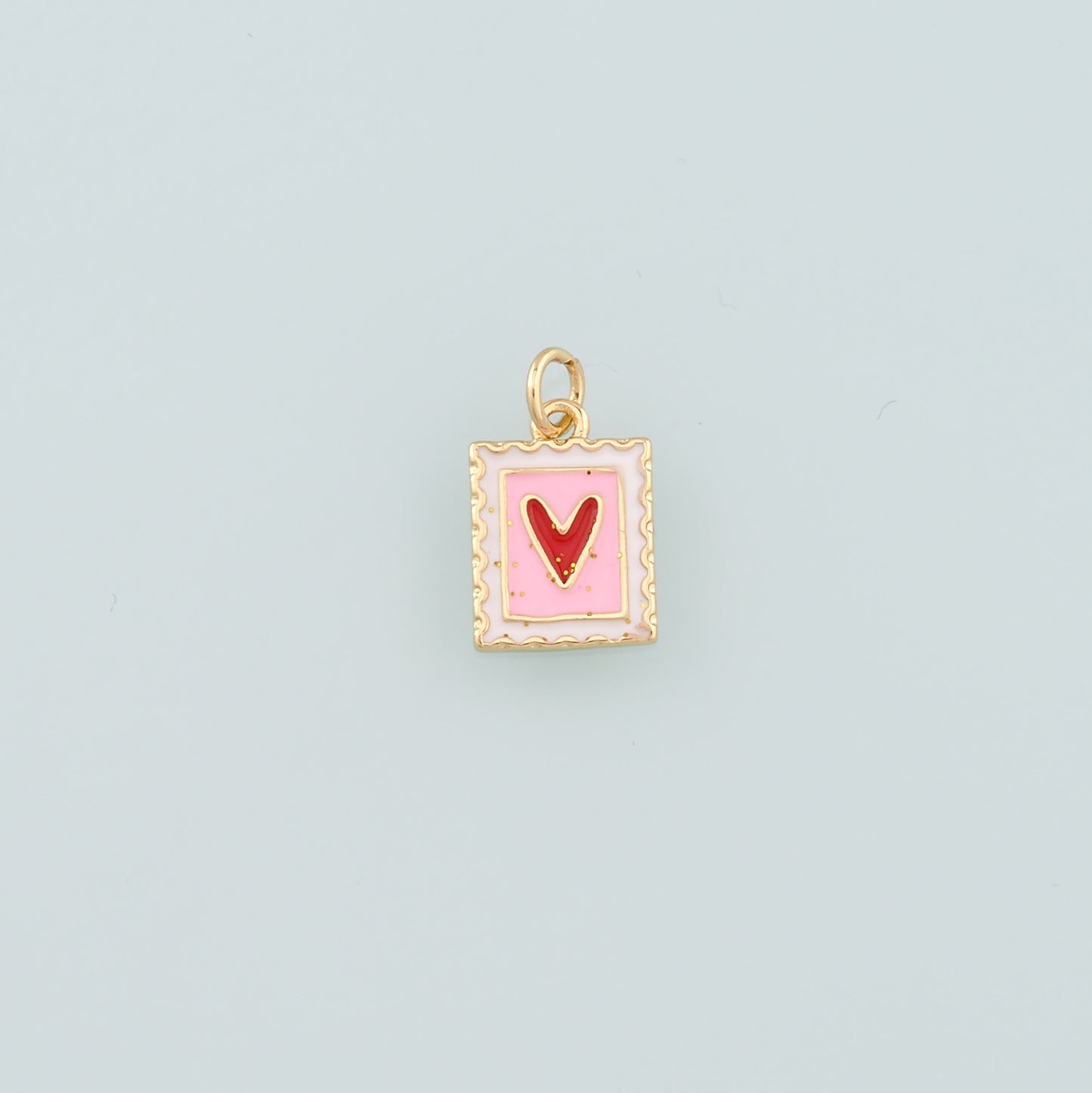 Gold Heart Charms,18K Gold Filled Heart Pendant,Enamel Heart Charm Bracelet Necklace for DIY Jewelry Making Supply