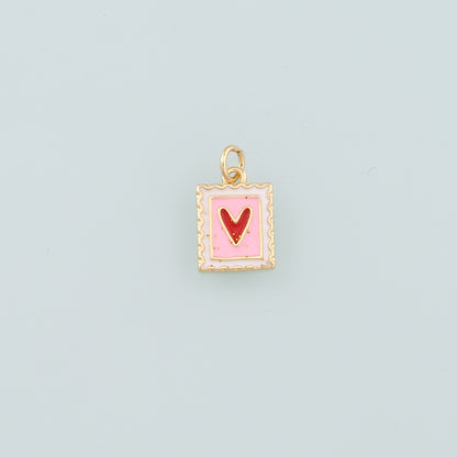 Gold Heart Charms,18K Gold Filled Heart Pendant,Enamel Heart Charm Bracelet Necklace for DIY Jewelry Making Supply