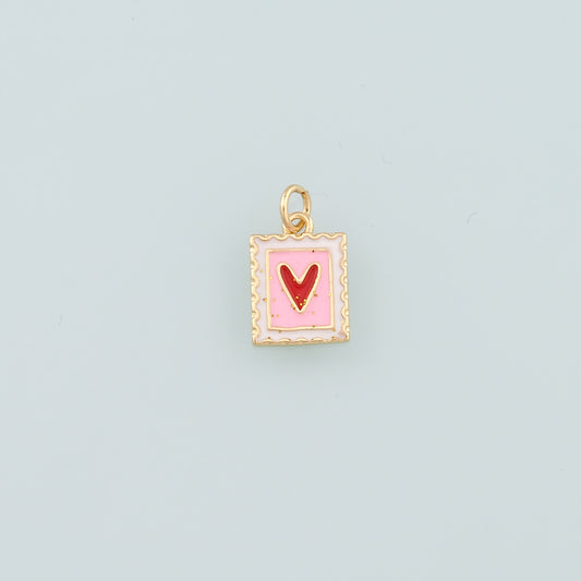 Gold Heart Charms,18K Gold Filled Heart Pendant,Enamel Heart Charm Bracelet Necklace for DIY Jewelry Making Supply