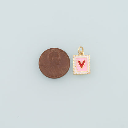 Gold Heart Charms,18K Gold Filled Heart Pendant,Enamel Heart Charm Bracelet Necklace for DIY Jewelry Making Supply