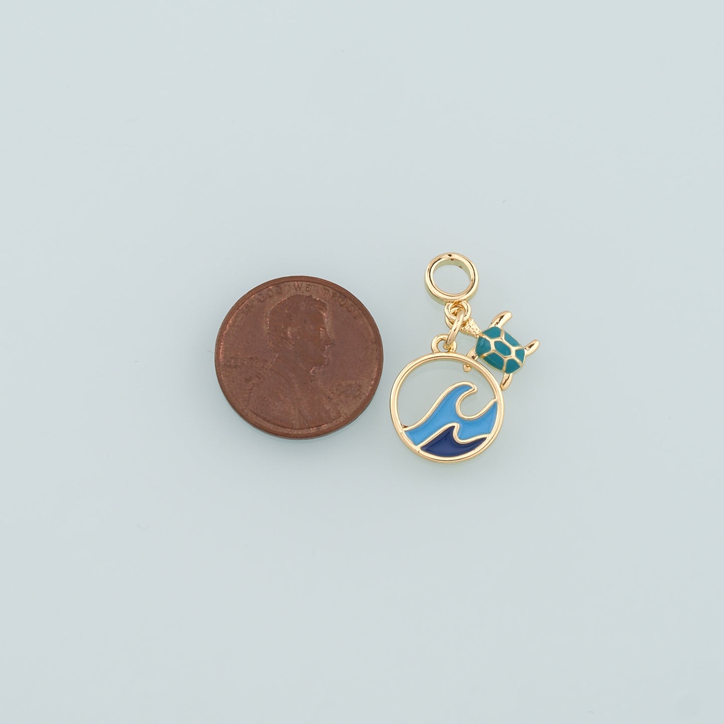 Gold Turtle Charms,18K Gold Filled Turtle Pendant,Enamel Waves Charm Bracelet Necklace for DIY Jewelry Making Supply