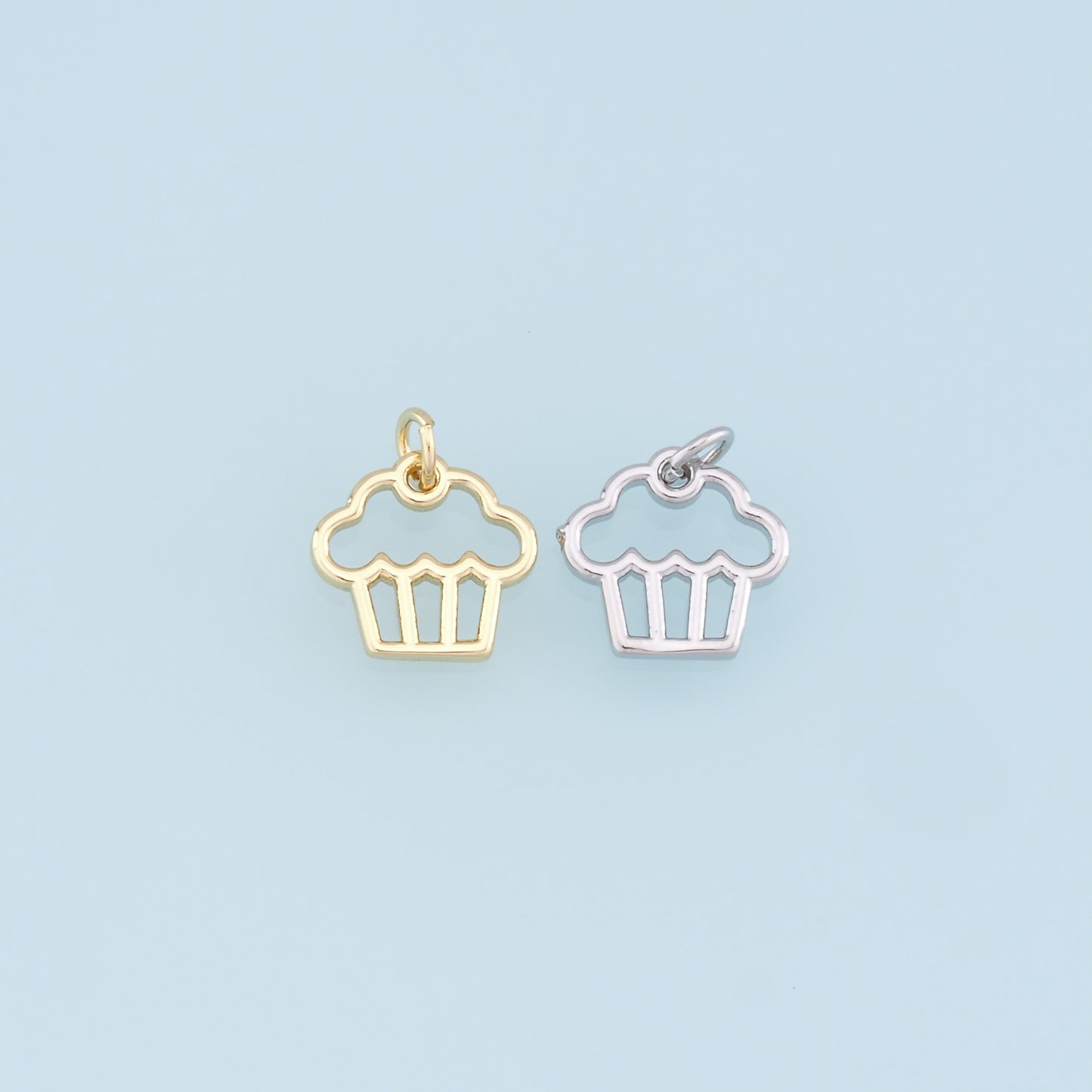Gold Cake Charms,18K Gold Filled Cake Pendant,Cute Cake Charm Bracelet Necklace for DIY Jewelry Making Supply
