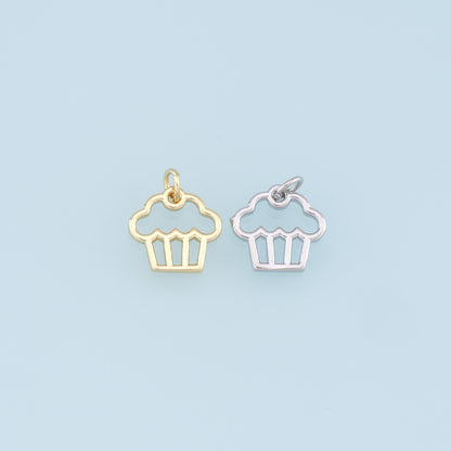 Gold Cake Charms,18K Gold Filled Cake Pendant,Cute Cake Charm Bracelet Necklace for DIY Jewelry Making Supply