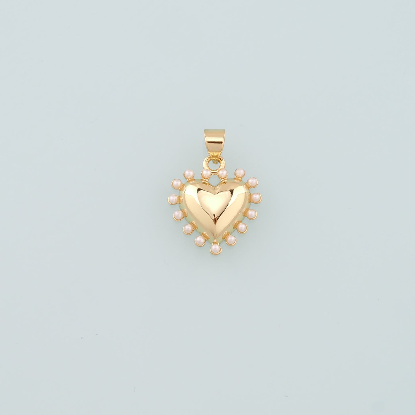 Gold Heart Charms,18K Gold Filled Pearl Heart Pendant,Dainty Heart Charm Bracelet Necklace for DIY Jewelry Making Supply
