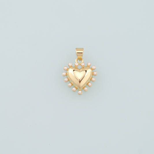 Gold Heart Charms,18K Gold Filled Pearl Heart Pendant,Dainty Heart Charm Bracelet Necklace for DIY Jewelry Making Supply