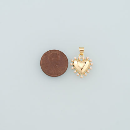 Gold Heart Charms,18K Gold Filled Pearl Heart Pendant,Dainty Heart Charm Bracelet Necklace for DIY Jewelry Making Supply