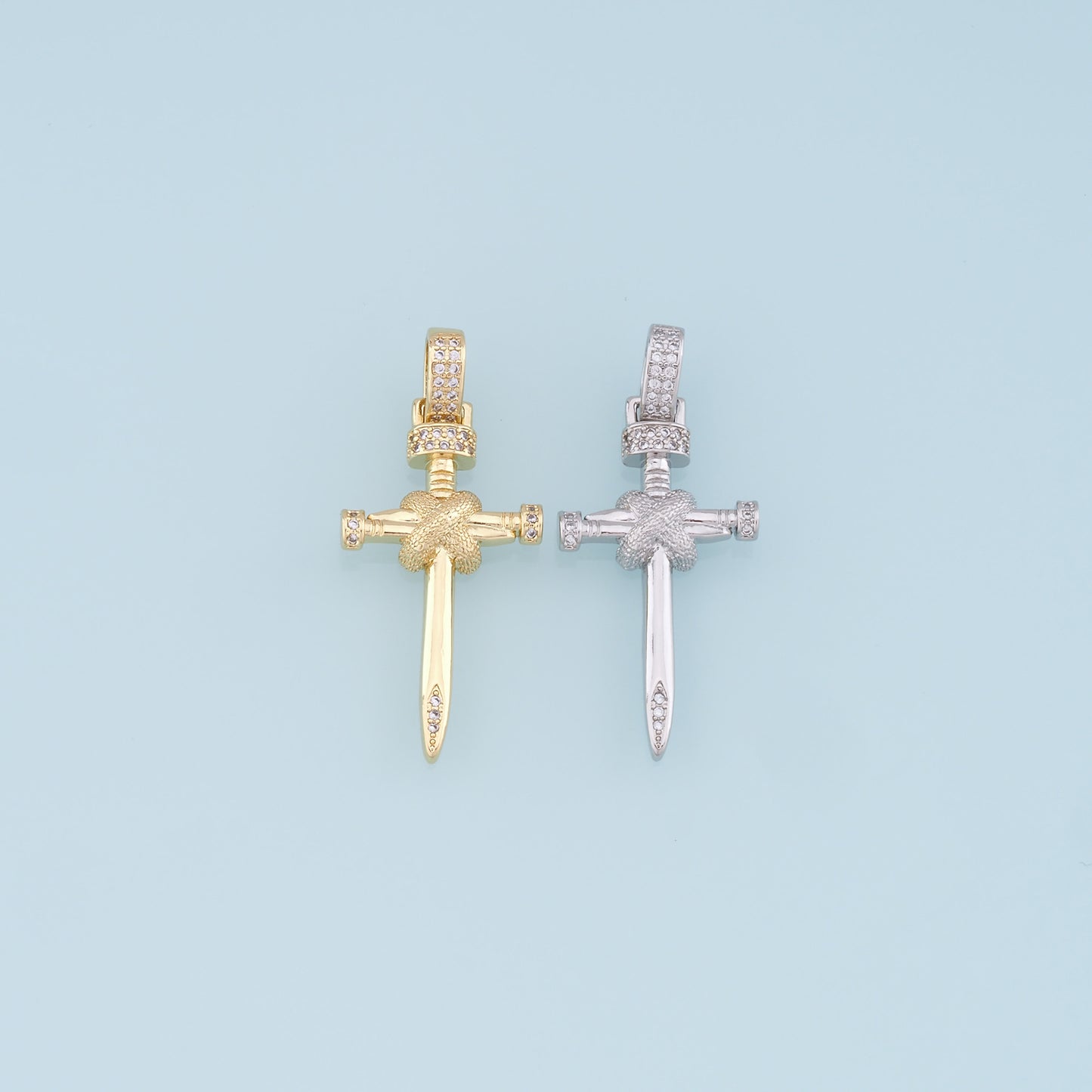 Gold Cross Charms,18K Gold Filled Cross Pendant,Cross Charm Bracelet Necklace for DIY Jewelry Making Supply
