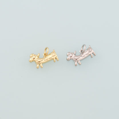 Gold Dog Charms,18K Gold Filled Dog Pendant,Cute Dog Charm Bracelet Necklace for DIY Jewelry Making Supply