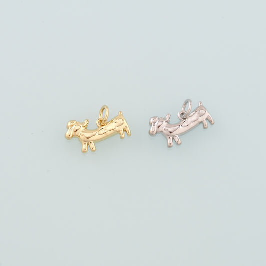 Gold Dog Charms,18K Gold Filled Dog Pendant,Cute Dog Charm Bracelet Necklace for DIY Jewelry Making Supply