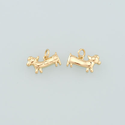 Gold Dog Charms,18K Gold Filled Dog Pendant,Cute Dog Charm Bracelet Necklace for DIY Jewelry Making Supply
