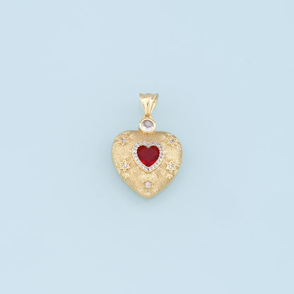 Gold Star Heart Charms,18K Gold Filled Heart Pendant,CZ Micro Pave Heart Charm Bracelet Necklace for DIY Jewelry Making Supply