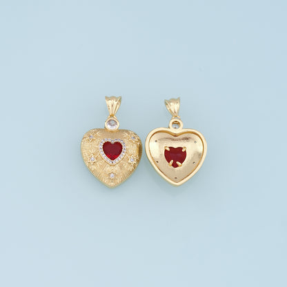 Gold Star Heart Charms,18K Gold Filled Heart Pendant,CZ Micro Pave Heart Charm Bracelet Necklace for DIY Jewelry Making Supply