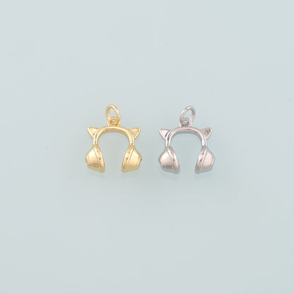 Gold Earphone Charm,18K Gold Filled Earphone Pendant,Earphone Charm Bracelet Necklace for DIY Jewelry Making Supply