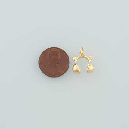 Gold Earphone Charm,18K Gold Filled Earphone Pendant,Earphone Charm Bracelet Necklace for DIY Jewelry Making Supply
