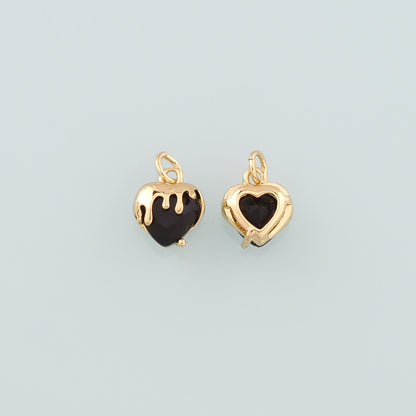 Gold Heart Charms,18K Gold Filled Heart Pendant,Dainty Heart Charm Bracelet Necklace for DIY Jewelry Making Supply